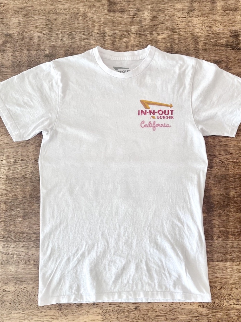 Vintage In Out Burger Graphic T-shirt White Cotton Casual Women's Small